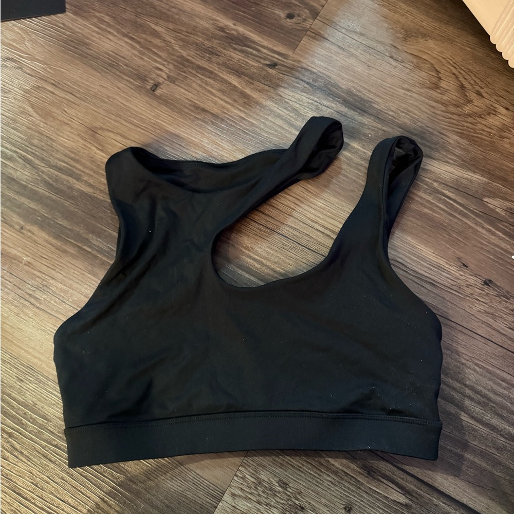 Black unique neckline sports bra
